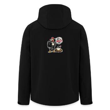 Hi, nice to breed you! TOF design with egg - Men’s Recycled Softshell Jacket by Stanley/Stella - black - Back - AI Model Male 185 light (185cm)