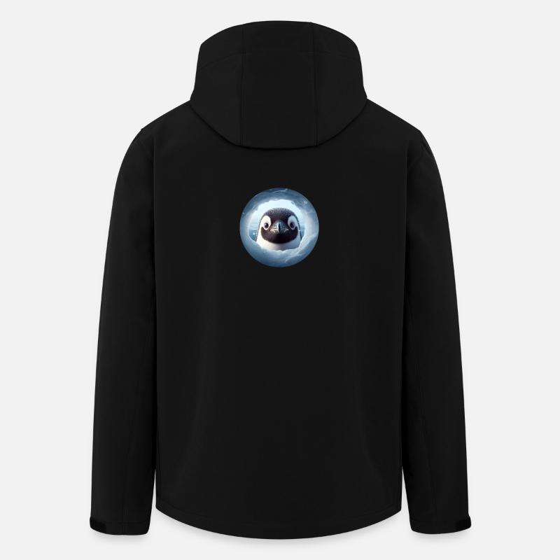 Pinguin schaut durch Schnee Loch - Recycelte Männer Softshell-Jacke von Stanley/Stella - Schwarz