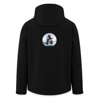 Ours déguisé en mouton assis sur la banquise - Veste softshell homme en polyester recyclé Stanley/Stella - noir - Dos - AI Model Male 185 light (185cm)