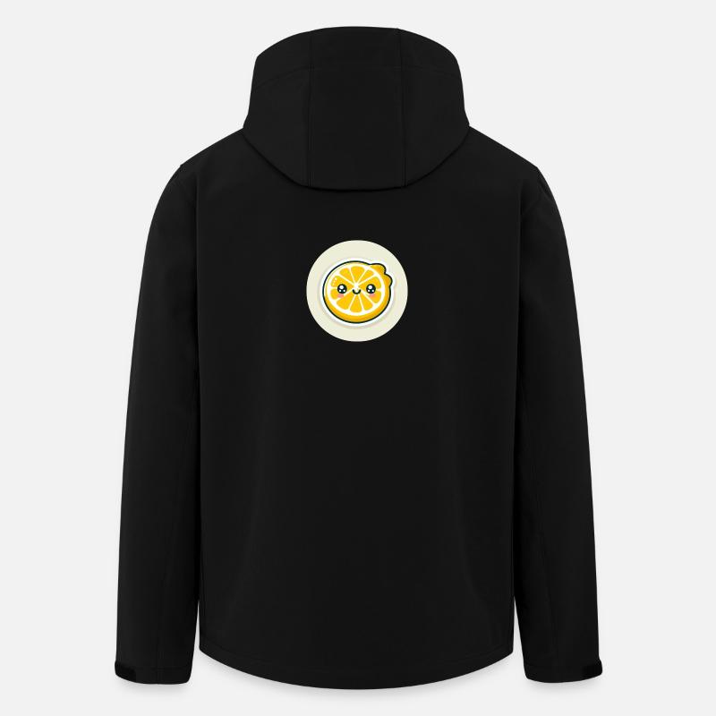 Gelbe Zitronenscheibe mit Gesicht - Recycelte Männer Softshell-Jacke von Stanley/Stella - Schwarz