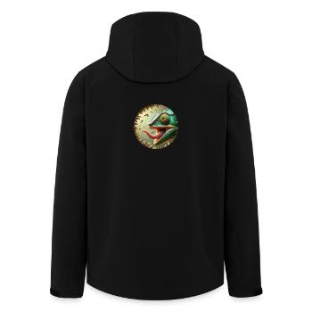 Chameleon mit Bienen und langer Zunge - Recycelte Männer Softshell-Jacke von Stanley/Stella - Schwarz - Hinten - AI Model Male 185 light (185cm)