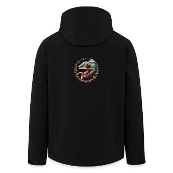 Das Chamäleon hat Hunger auf Insekten - Recycelte Männer Softshell-Jacke von Stanley/Stella - Schwarz - Hinten - AI Model Male 185 light (185cm)