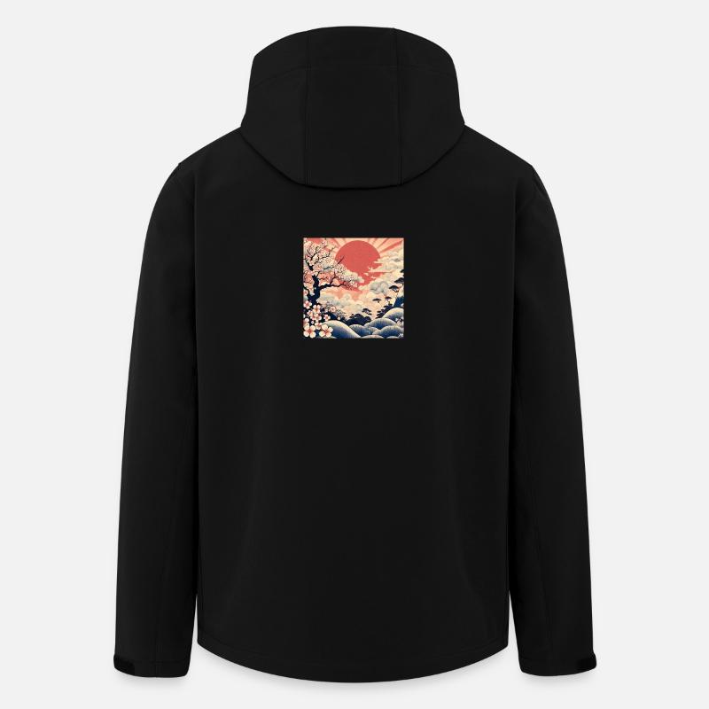 Sonnenaufgang Ukiyo-e-Stil - Recycelte Männer Softshell-Jacke von Stanley/Stella - Schwarz