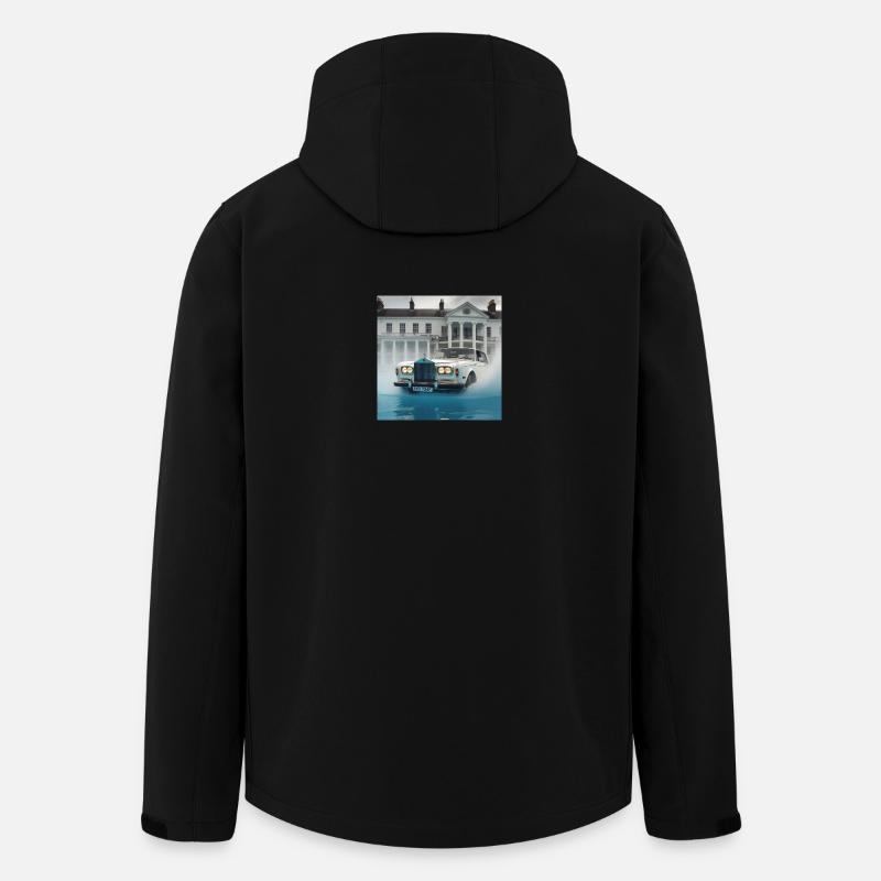 Oldtimer in beleuchteter Wasserfontänenszene - Recycelte Männer Softshell-Jacke von Stanley/Stella - Schwarz