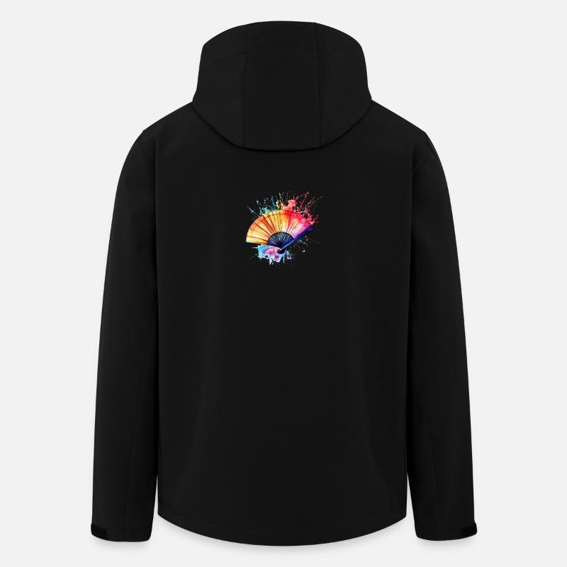Éventail aquarelle éclatant - Veste softshell homme en polyester recyclé Stanley/Stella - noir