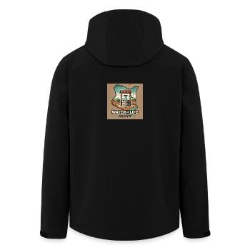 Wasser ist Leben – Kenia Brunnen - Recycelte Männer Softshell-Jacke von Stanley/Stella - Schwarz - Hinten - AI Model Male 185 light (185cm)