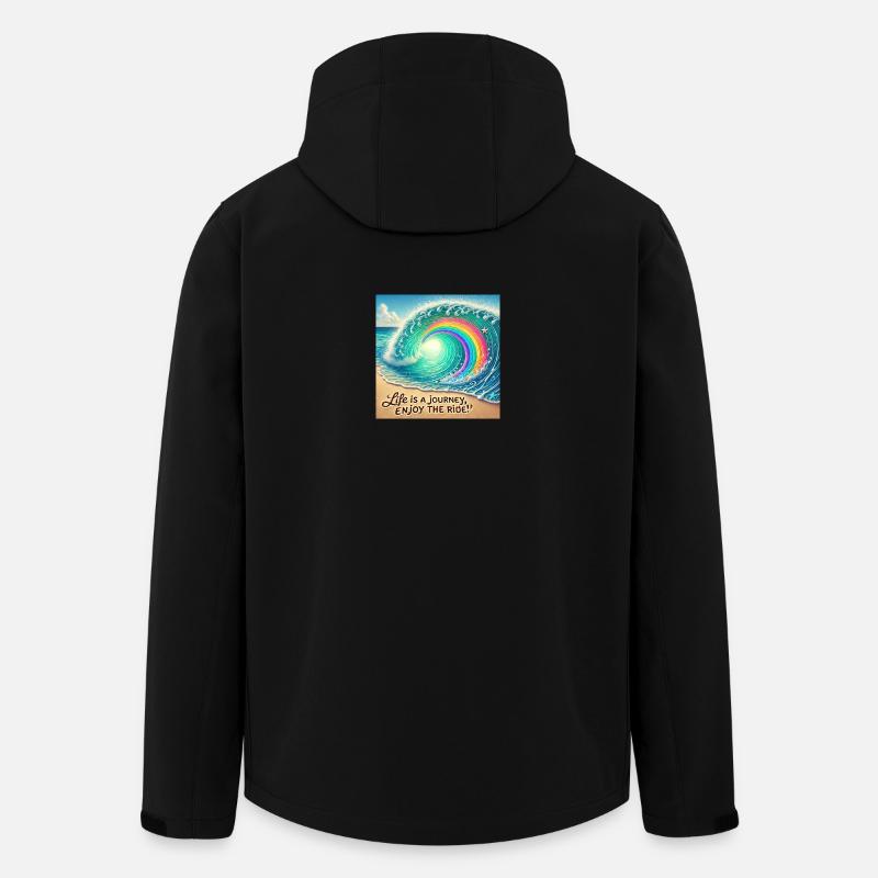Wellenreise Regenbogenwirbel - Recycelte Männer Softshell-Jacke von Stanley/Stella - Schwarz