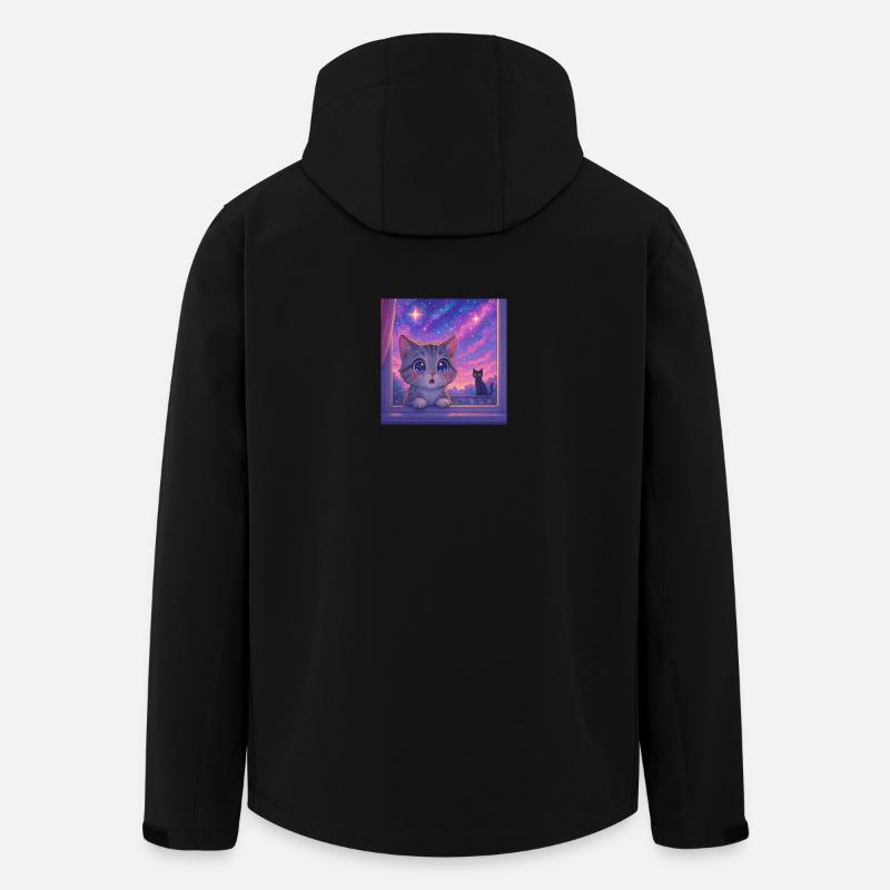Chat cosmique aux yeux d’étoiles - Veste softshell homme en polyester recyclé Stanley/Stella - noir