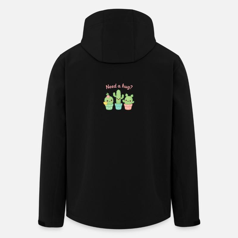 Cute Cacti "Need a Hug?" - Men’s Recycled Softshell Jacket by Stanley/Stella - black