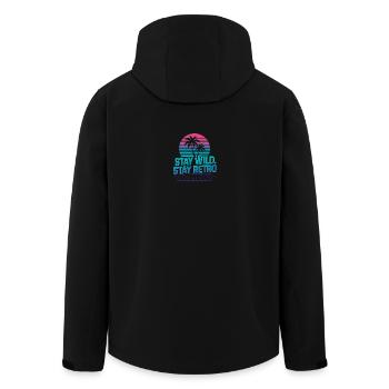 Bleib wild, bleib retro Palmen Neon - Recycelte Männer Softshell-Jacke von Stanley/Stella - Schwarz - Hinten - AI Model Male 185 light (185cm)