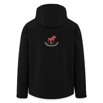 Cheval Dala avec arche fleurie – Design folklorique nordique - Veste softshell homme en polyester recyclé Stanley/Stella - noir - Dos - AI Model Male 185 light (185cm)