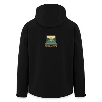 Digitaler Laptop Reisender & Natur bei Sonnenaufgang - Recycelte Männer Softshell-Jacke von Stanley/Stella - Schwarz - Hinten - AI Model Male 185 light (185cm)