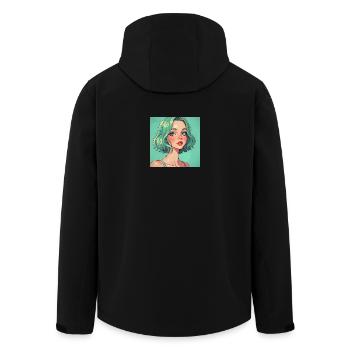 Mintgruen Pop-Art Portrait Dame - Recycelte Männer Softshell-Jacke von Stanley/Stella - Schwarz - Hinten - AI Model Male 185 light (185cm)