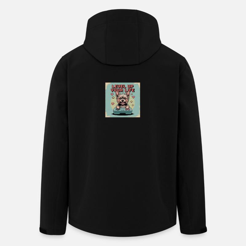 Pixel Dog and Level Up Theme - Men’s Recycled Softshell Jacket by Stanley/Stella - black