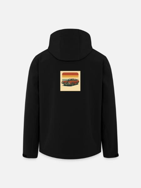 Retro Muscle Car Sun Salutation Design - Men’s Recycled Softshell Jacket by Stanley/Stella - black