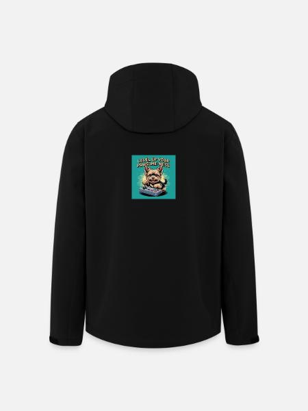 Cute gaming dog with Retro motif - Men’s Recycled Softshell Jacket by Stanley/Stella - black