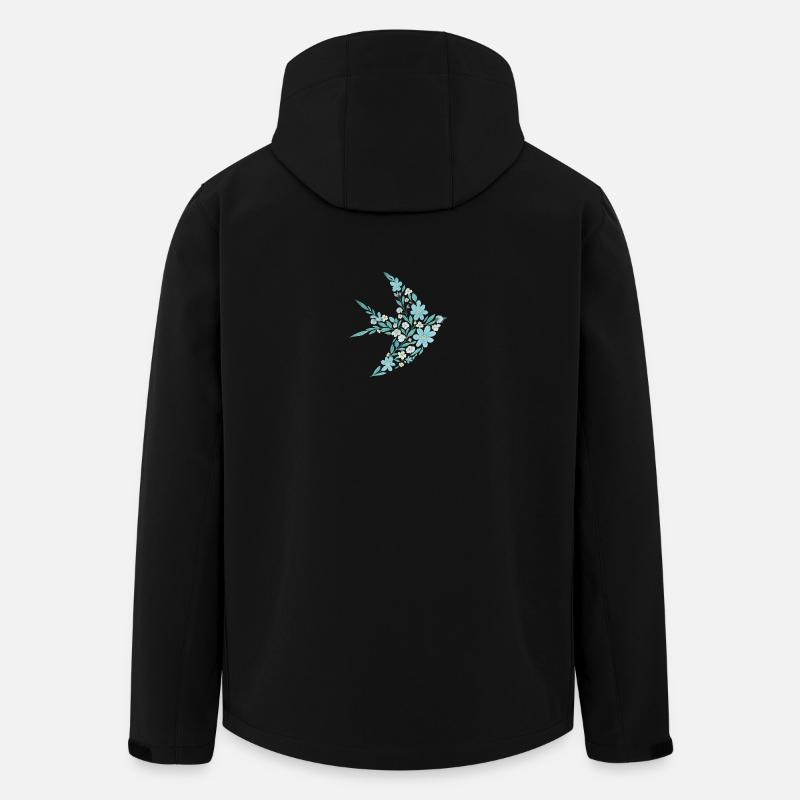 Elegantes blaues florales Vogeldesign - Recycelte Männer Softshell-Jacke von Stanley/Stella - Schwarz