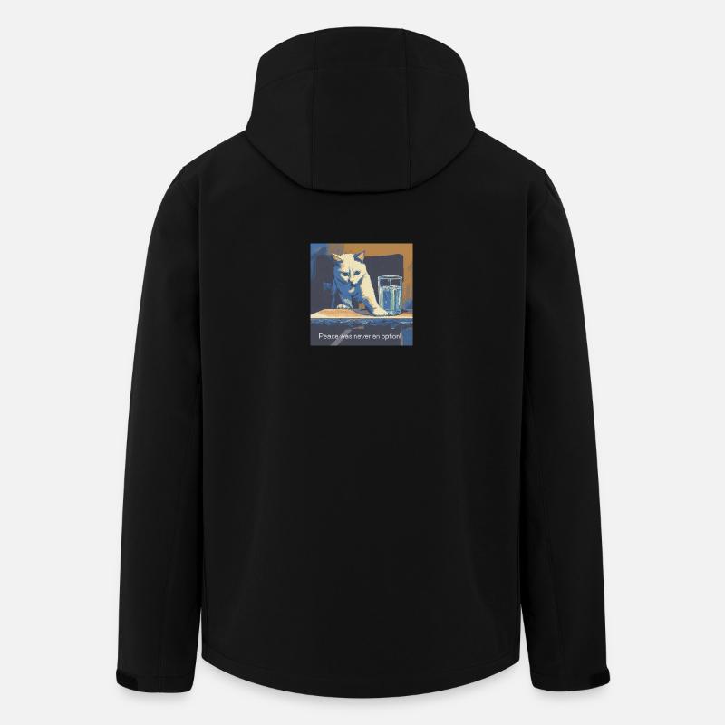 Katzenmotiv mit Friedensbotschaft - Recycelte Männer Softshell-Jacke von Stanley/Stella - Schwarz