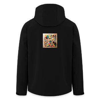 Abstrakte Komposition aus farbigen Formen - Recycelte Männer Softshell-Jacke von Stanley/Stella - Schwarz - Hinten - AI Model Male 185 light (185cm)