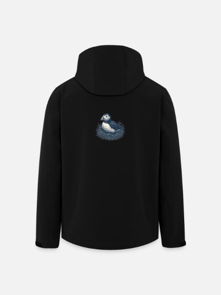 Detailed Puffin Nest Illustration - Men’s Recycled Softshell Jacket by Stanley/Stella - black