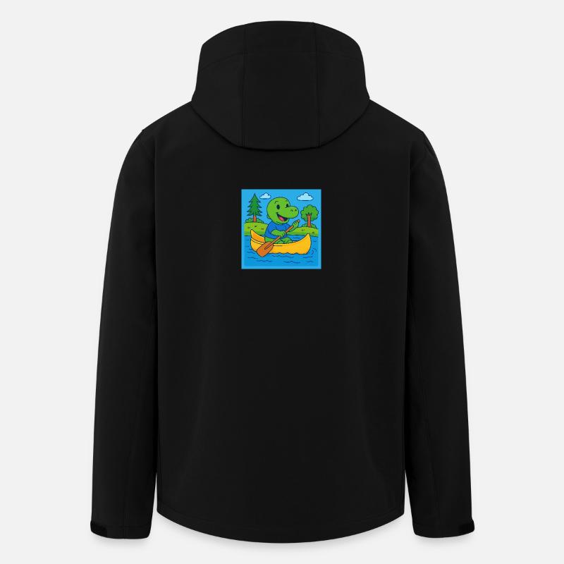Kleiner Dino im Kanu - Recycelte Männer Softshell-Jacke von Stanley/Stella - Schwarz
