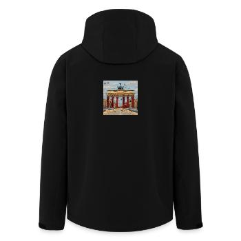 Ville Berlin Porte de Brandebourg Vue Broderie - Veste softshell homme en polyester recyclé Stanley/Stella - noir - Dos - AI Model Male 185 light (185cm)