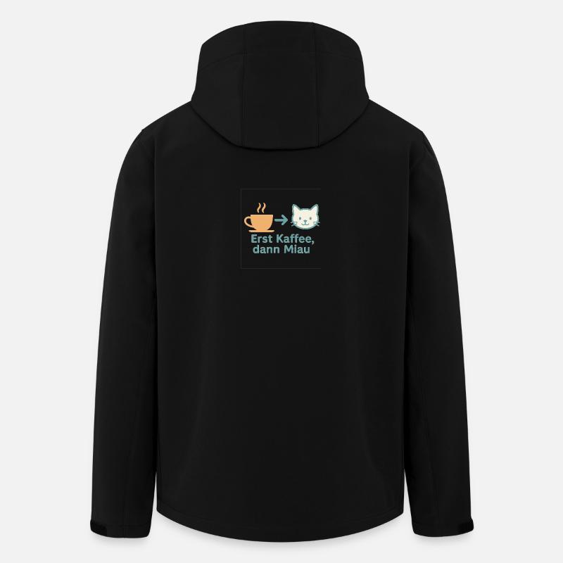 Erst Kaffee, dann Miau - Recycelte Männer Softshell-Jacke von Stanley/Stella - Schwarz