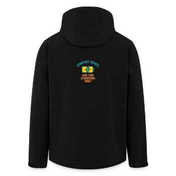 Comfort Zone Charging Motto - Men’s Recycled Softshell Jacket by Stanley/Stella - black - Back - AI Model Male 185 light (185cm)