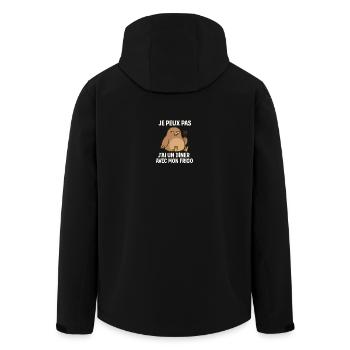 Ich kann nicht. Ich esse mit meinem Kühlschrank zu Abend. - Recycelte Männer Softshell-Jacke von Stanley/Stella - Schwarz - Hinten - AI Model Male 185 light (185cm)
