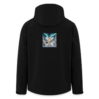 Engel im Nordlicht Winterwald - Recycelte Männer Softshell-Jacke von Stanley/Stella - Schwarz - Hinten - AI Model Male 185 light (185cm)
