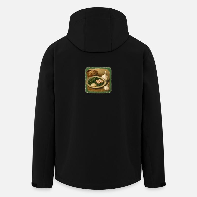 Lächelnder Knoblauch mit Grünkohl - Recycelte Männer Softshell-Jacke von Stanley/Stella - Schwarz