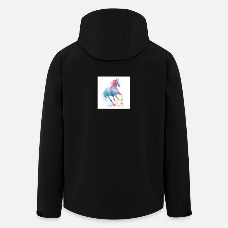 Cheval aquarelle arc-en-ciel - Veste softshell homme en polyester recyclé Stanley/Stella - noir