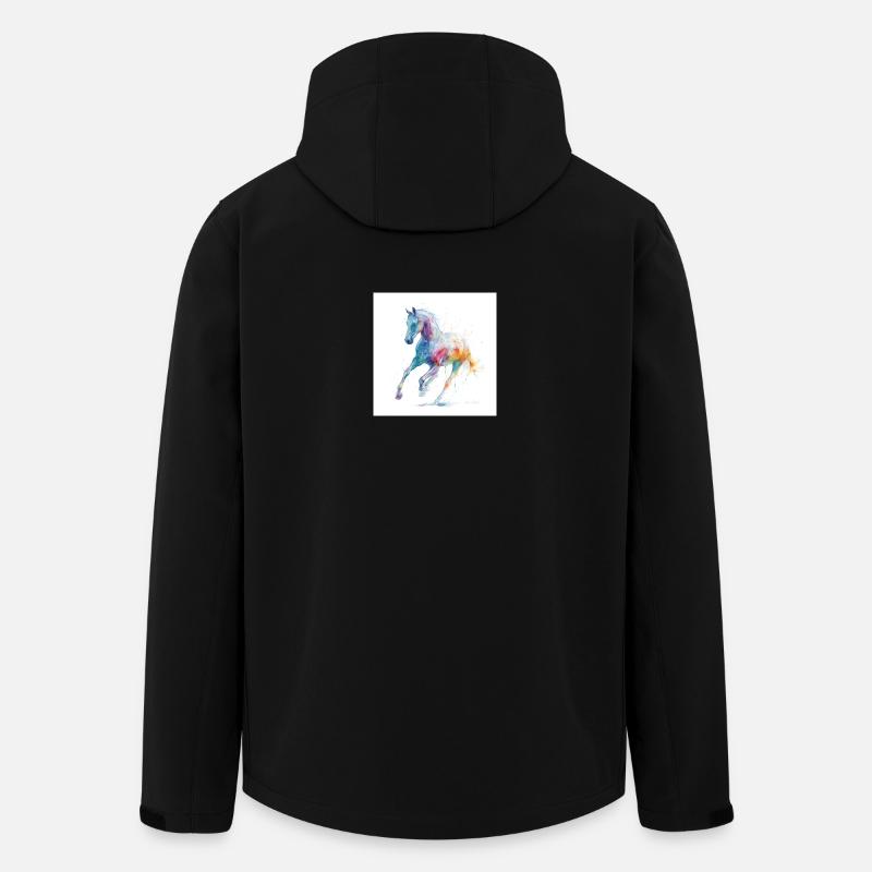 Regenbogen-Aquarellpferd in Bewegung - Recycelte Männer Softshell-Jacke von Stanley/Stella - Schwarz