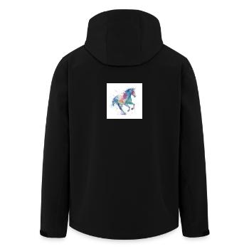 Cheval aquarelle au galop arc-en-ciel - Veste softshell homme en polyester recyclé Stanley/Stella - noir - Dos - AI Model Male 185 light (185cm)