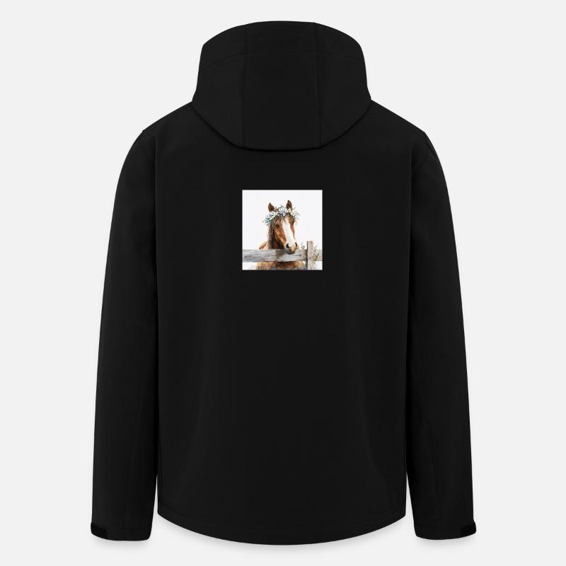 Couronne de cheval florale pastel - Veste softshell homme en polyester recyclé Stanley/Stella - noir