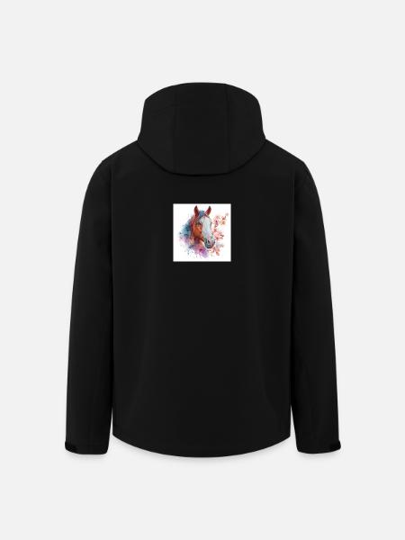 Cheval aquarelle avec des fleurs - Veste softshell homme en polyester recyclé Stanley/Stella - noir
