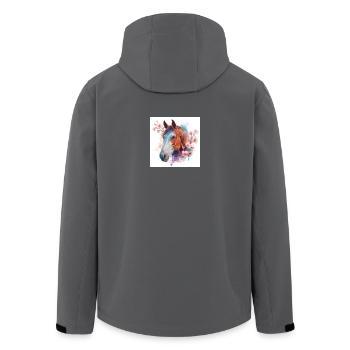 Aquarell Pferd und Blüten - Recycelte Männer Softshell-Jacke von Stanley/Stella - Anthrazit - Hinten - AI Model Male 185 light (185cm)