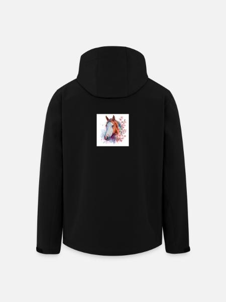Aquarell Pferde- und Kirschblüten - Recycelte Männer Softshell-Jacke von Stanley/Stella - Schwarz