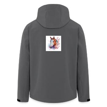 Watercolor Horse and Cherry Blossoms - Men’s Recycled Softshell Jacket by Stanley/Stella - anthracite - Back - AI Model Male 185 light (185cm)