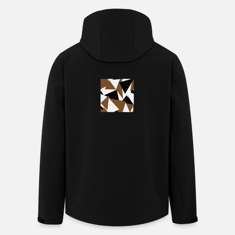 Géométrie des triangles brun-noir - Veste softshell homme en polyester recyclé Stanley/Stella - noir