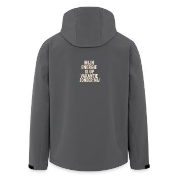 Mijn Energie is op Vakantie - Men’s Recycled Softshell Jacket by Stanley/Stella - anthracite - Back - AI Model Male 185 light (185cm)