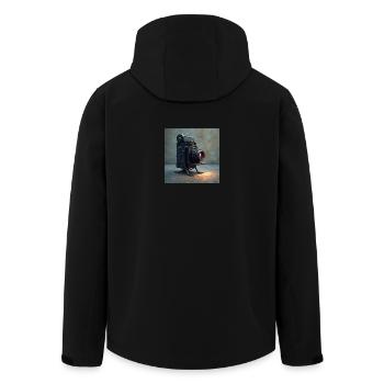 camera - Men’s Recycled Softshell Jacket by Stanley/Stella - black - Back - AI Model Male 185 light (185cm)