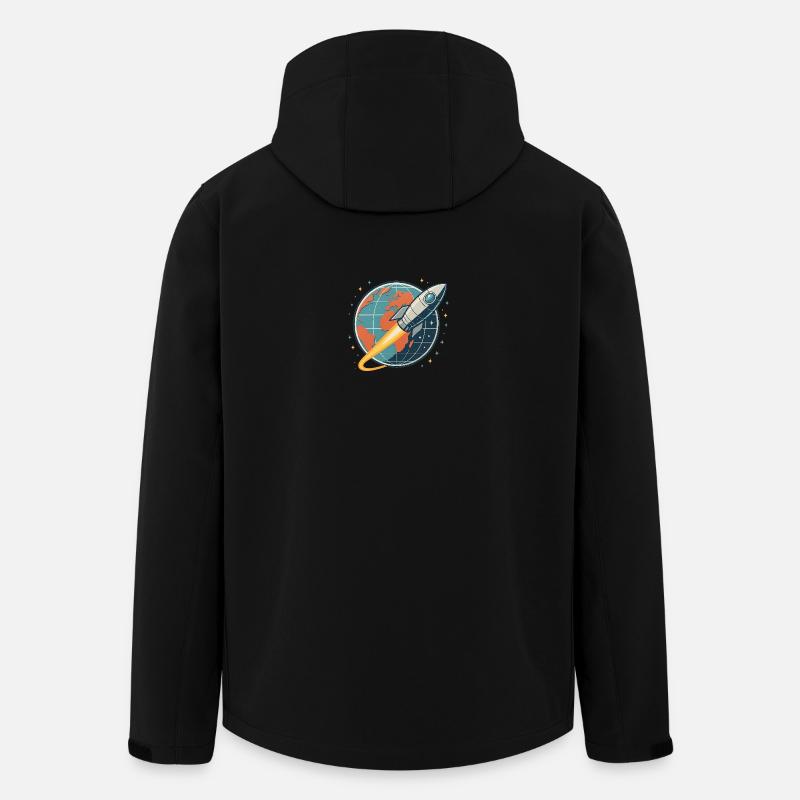 Raketenstart über Weltkugel - Recycelte Männer Softshell-Jacke von Stanley/Stella - Schwarz