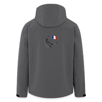 Tir de football dynamique avec le drapeau français - Veste softshell homme en polyester recyclé Stanley/Stella - noir - Dos - AI Model Male 185 light (185cm)