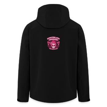 Pink Skull Floral Rebel Overstimulated - Men’s Recycled Softshell Jacket by Stanley/Stella - black - Back - AI Model Male 185 light (185cm)