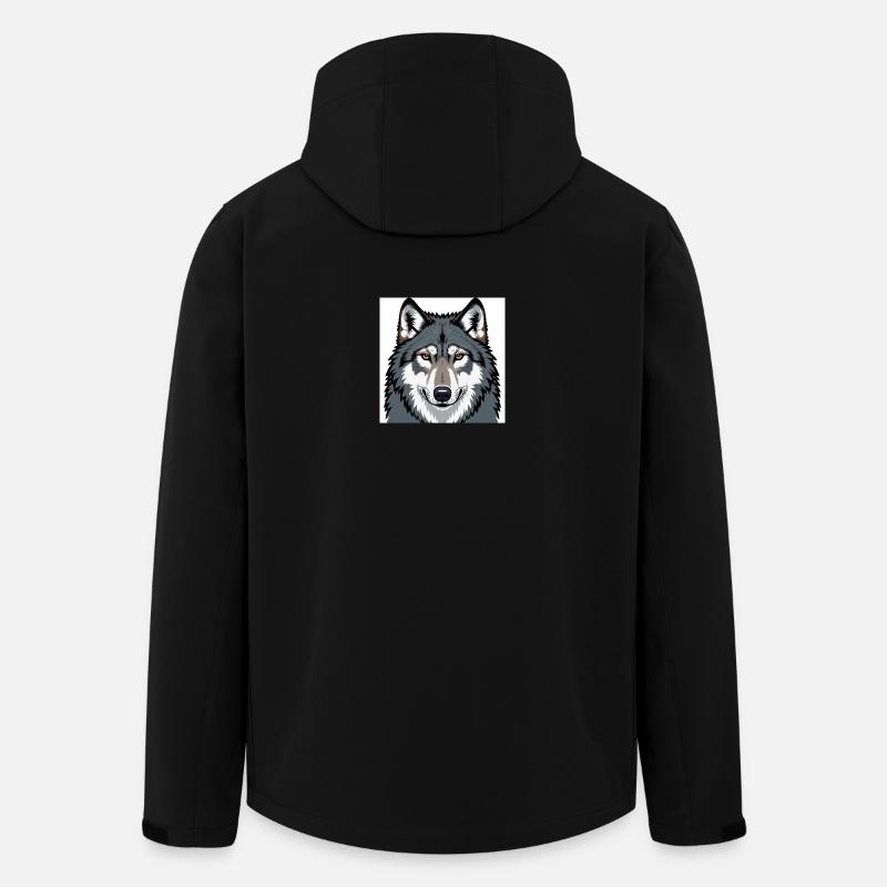 Wolf Illustratives Porträt - Recycelte Männer Softshell-Jacke von Stanley/Stella - Schwarz