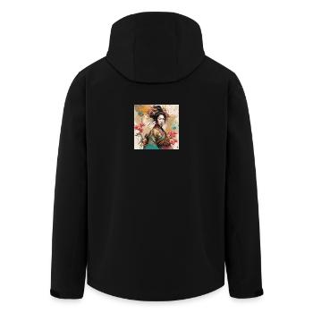 Blütenkriegerin im Tuschestil Ladysamurai - Recycelte Männer Softshell-Jacke von Stanley/Stella - Schwarz - Hinten - AI Model Male 185 light (185cm)