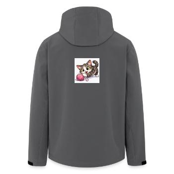 Chaton avec une pelote de laine - Veste softshell homme en polyester recyclé Stanley/Stella - charbon - Dos - AI Model Male 185 light (185cm)
