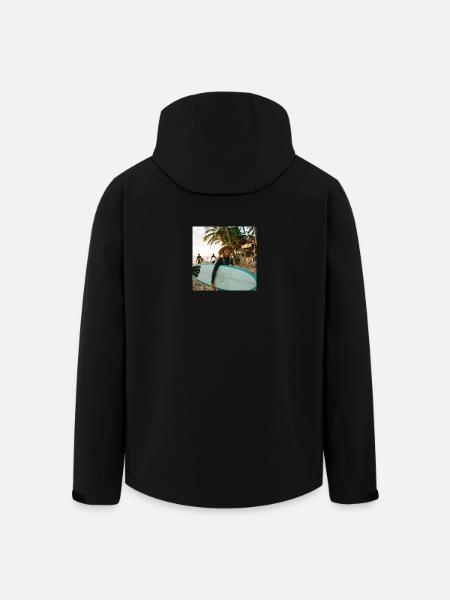 Beach surfer with surfboard - Men’s Recycled Softshell Jacket by Stanley/Stella - black