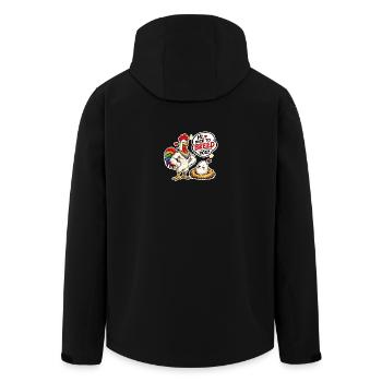 Hi, nice to breed you! LGBTQ+ design, rooster with egg - Men’s Recycled Softshell Jacket by Stanley/Stella - black - Back - AI Model Male 185 light (185cm)
